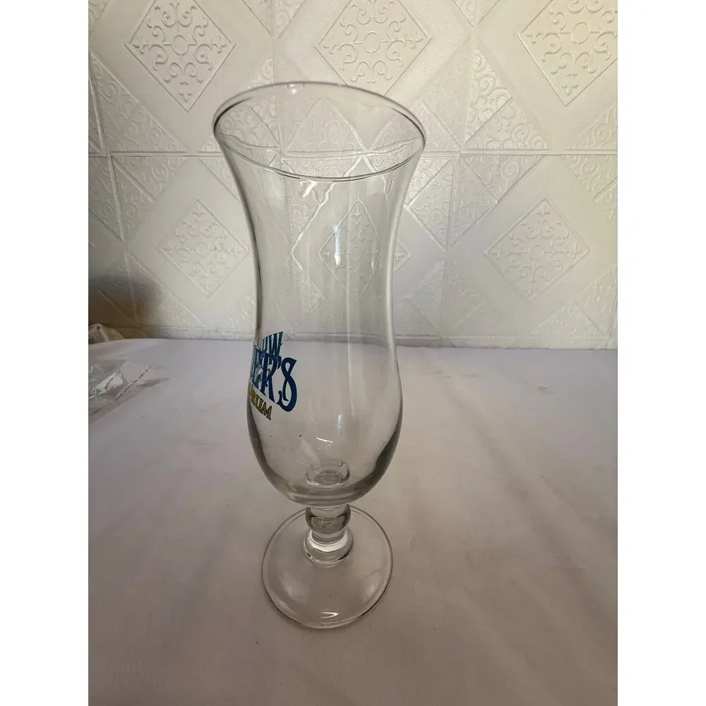 SKU3203 Whaler's Original Rum Hurricane Glass Stemmed Footed Clear Blue Yellow